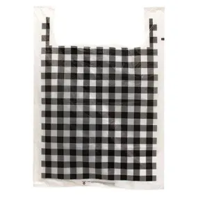 500/Pkg Black & White Plaid Large Plastic Bags 30x20x10"