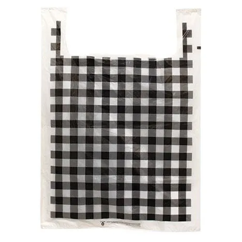 500/Pkg Black & White Plaid Large Plastic Bags 30x20x10"