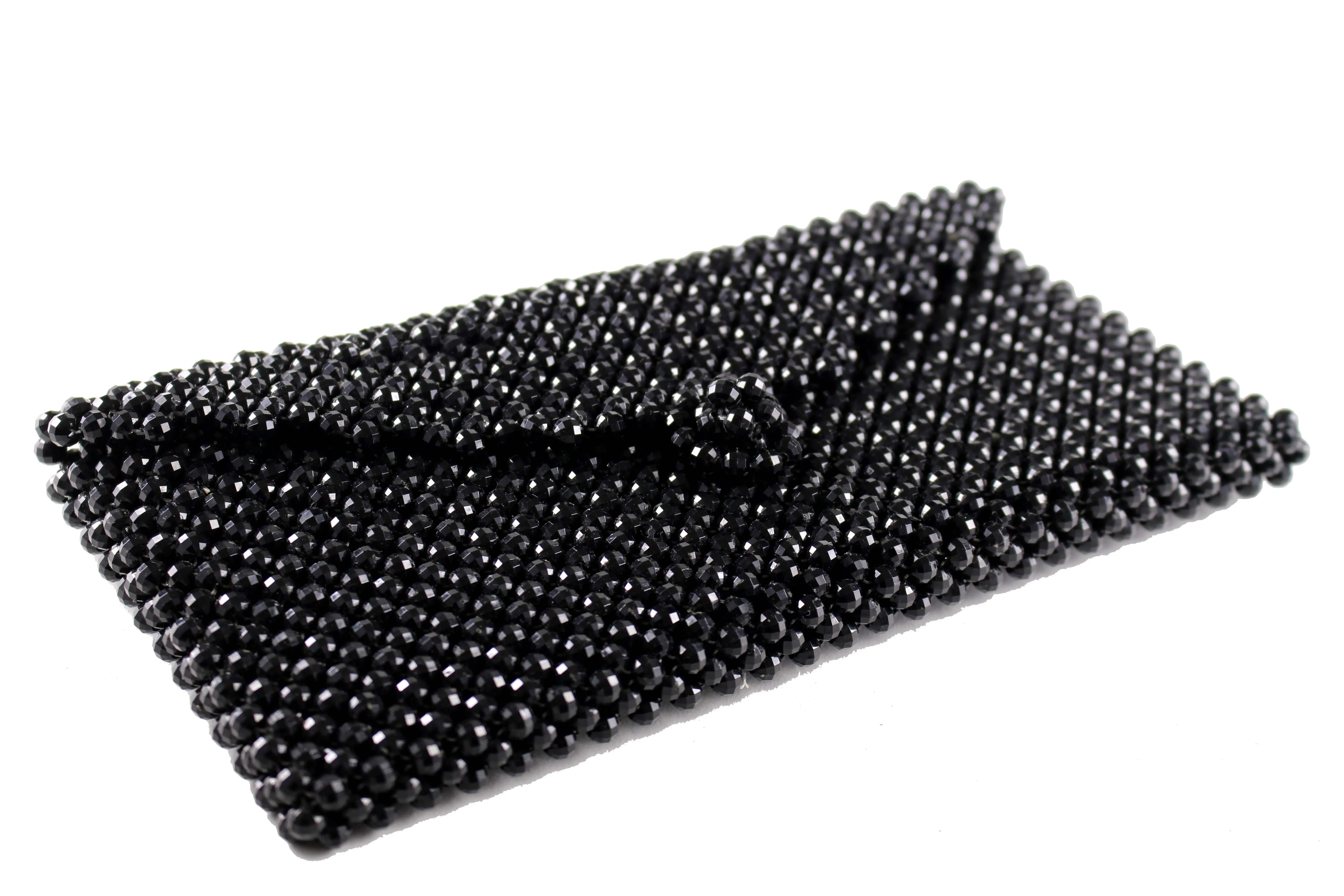 Black faceted beaded handbag