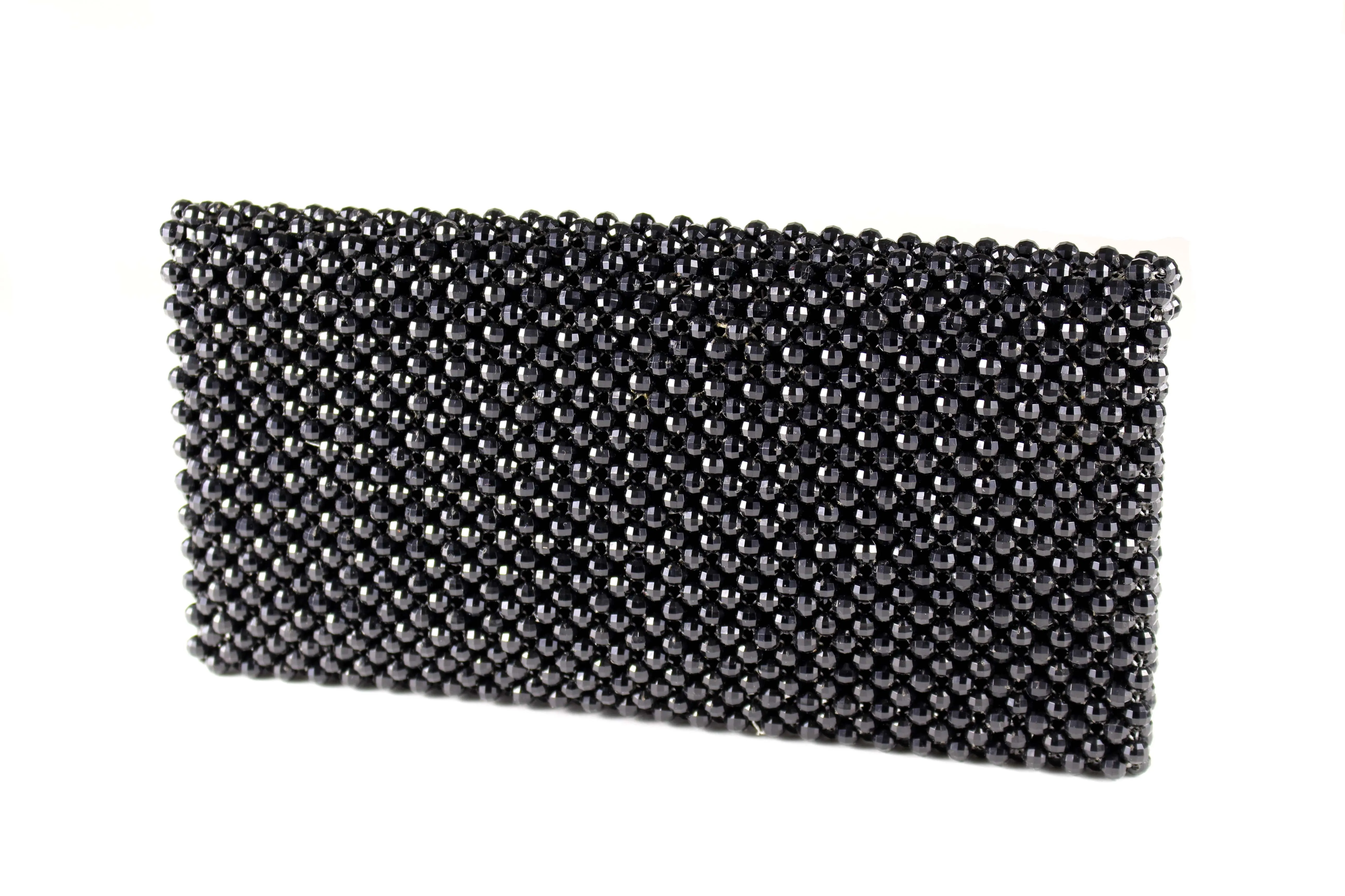 Black faceted beaded handbag