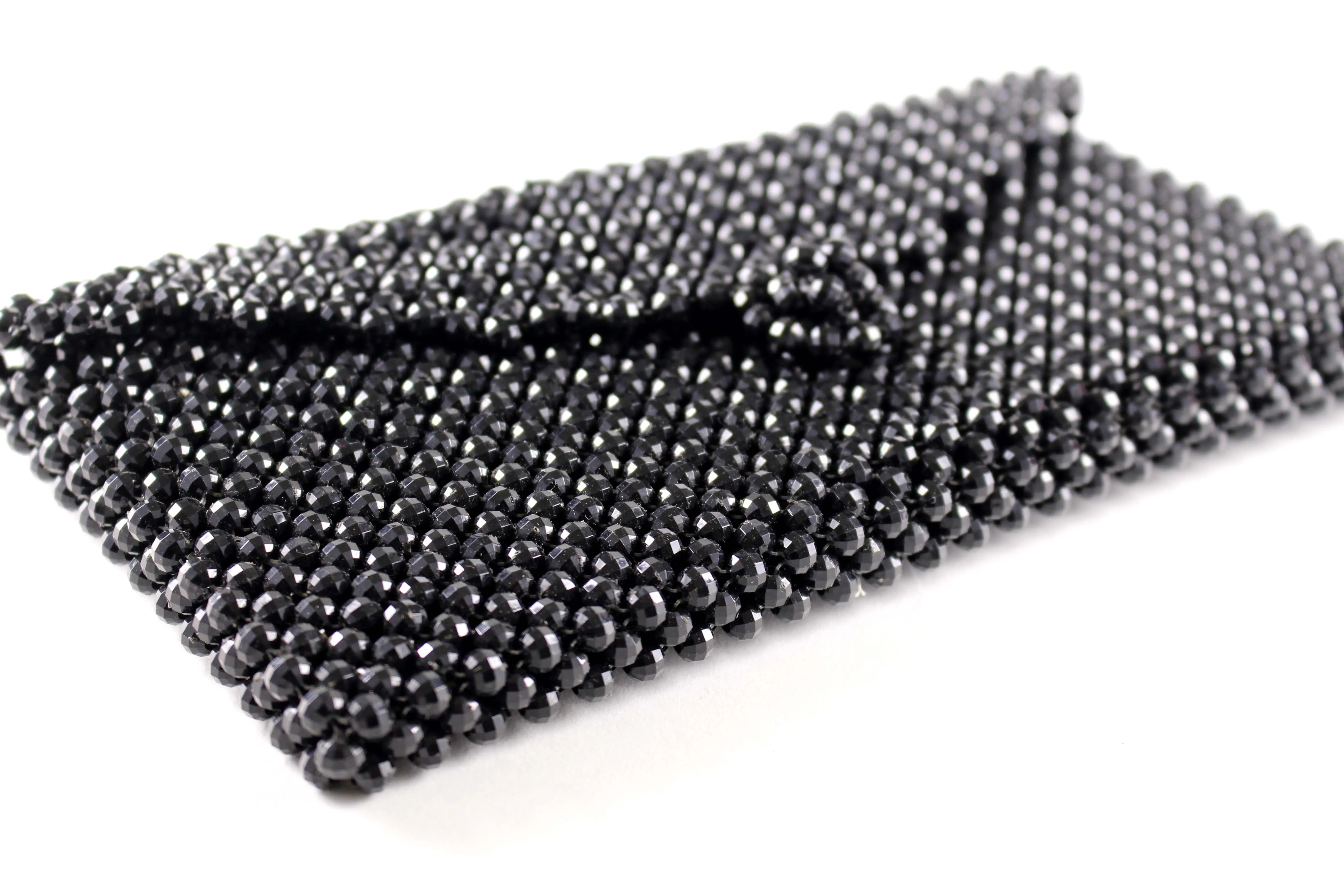 Black faceted beaded handbag