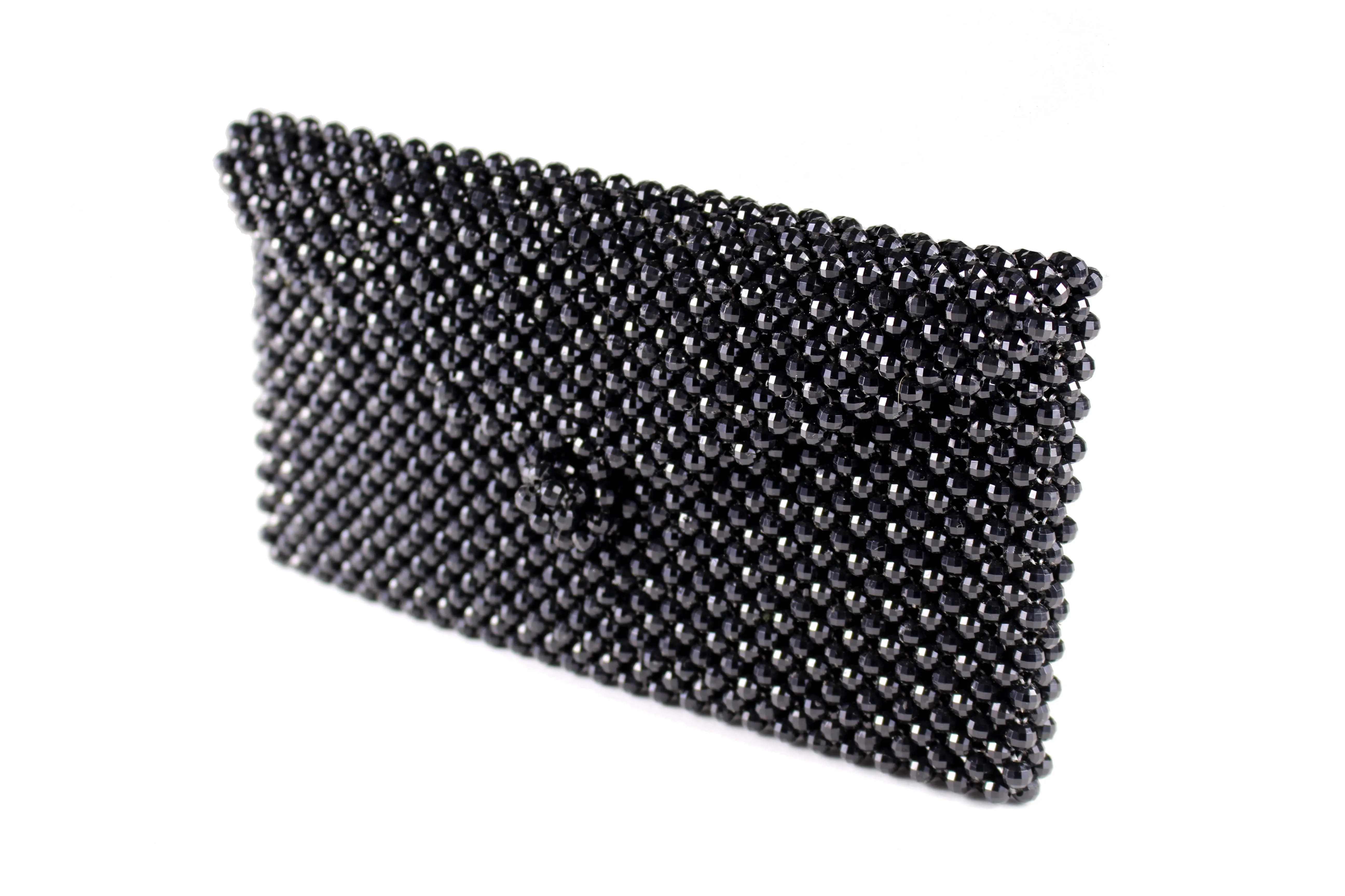 Black faceted beaded handbag