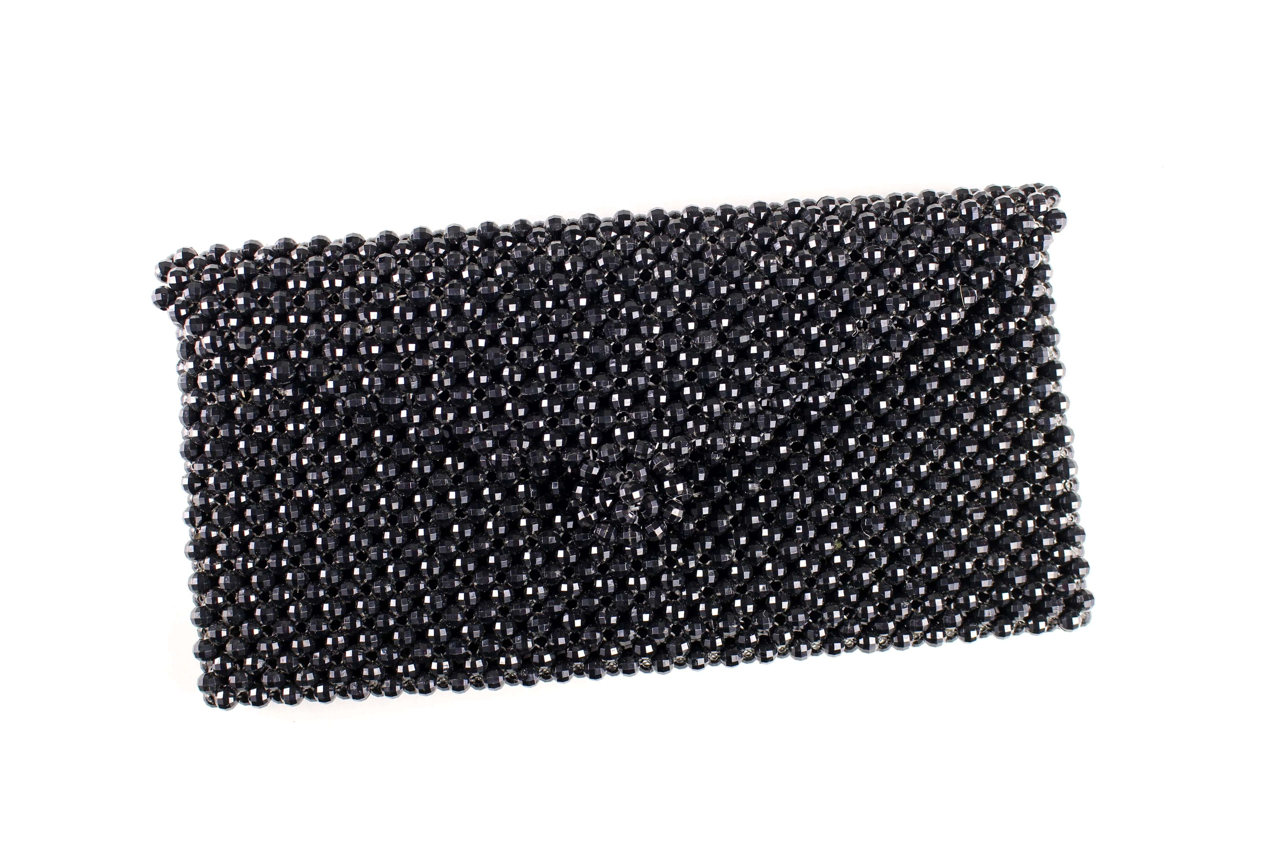 Black faceted beaded handbag