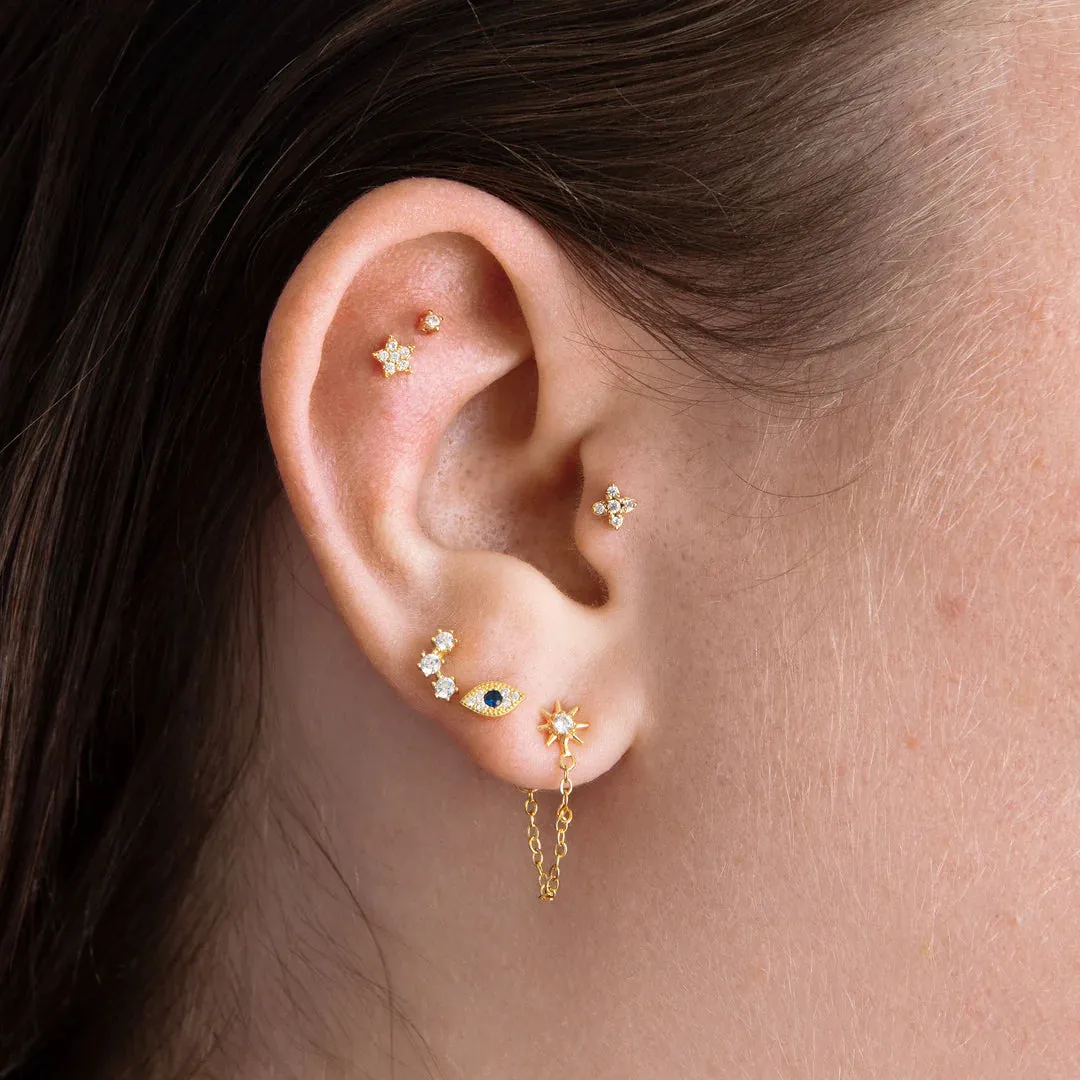 Blue Evil Eye Flat Back Piercing (16G)
