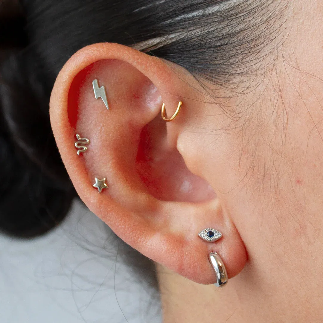 Blue Evil Eye Flat Back Piercing (16G)