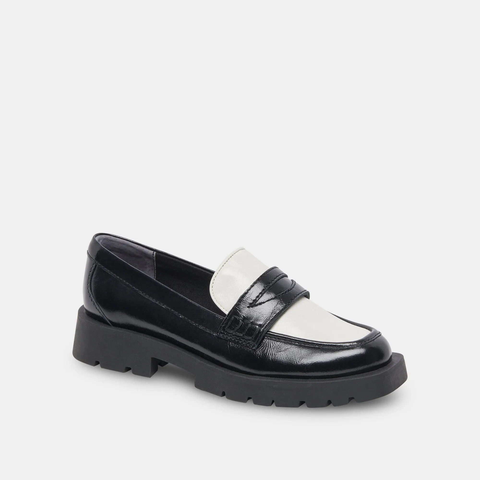 ELIAS FLATS BLACK WHITE CRINKLE PATENT - re:vita