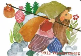 Postcard Wandering Gnome by Eva-Maria Ott-Heidmann