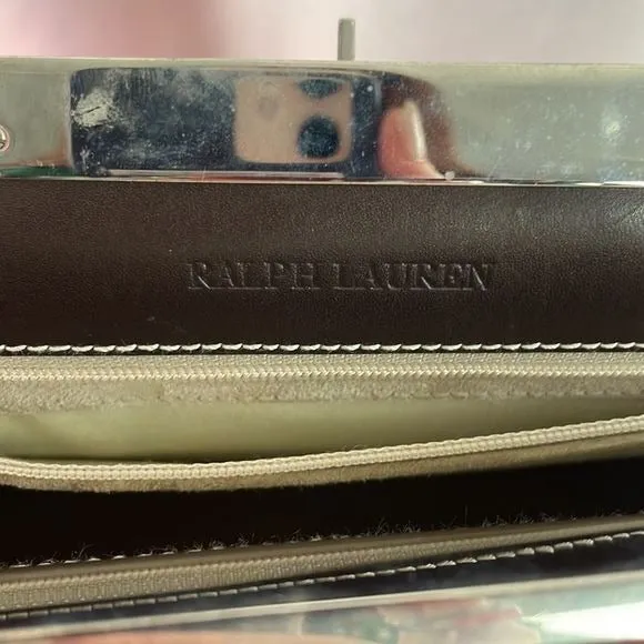 RalphLaurenBrown Leather with Silver Frame Bag