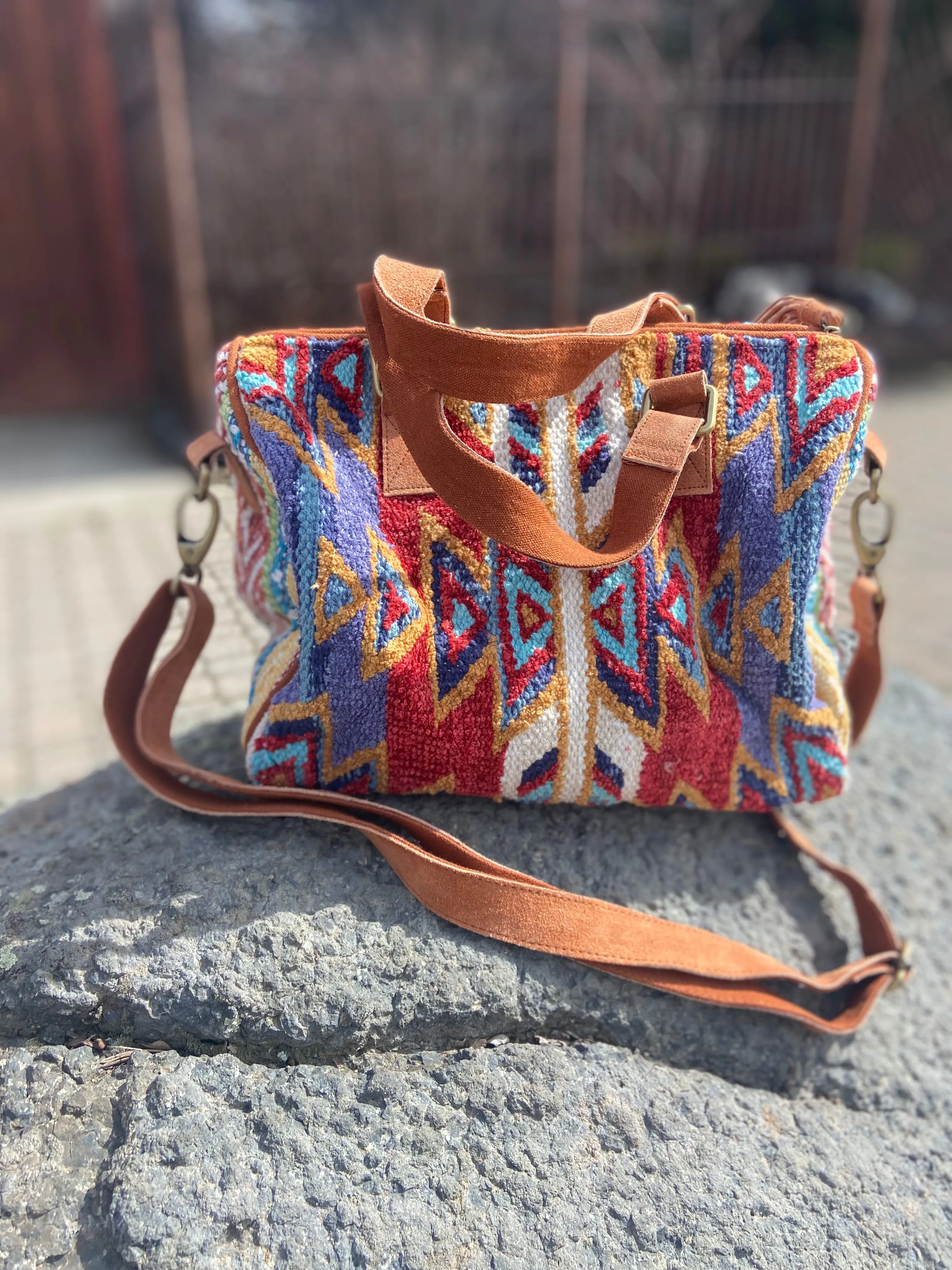 Rustic Boston Bag in Weathered Leather
