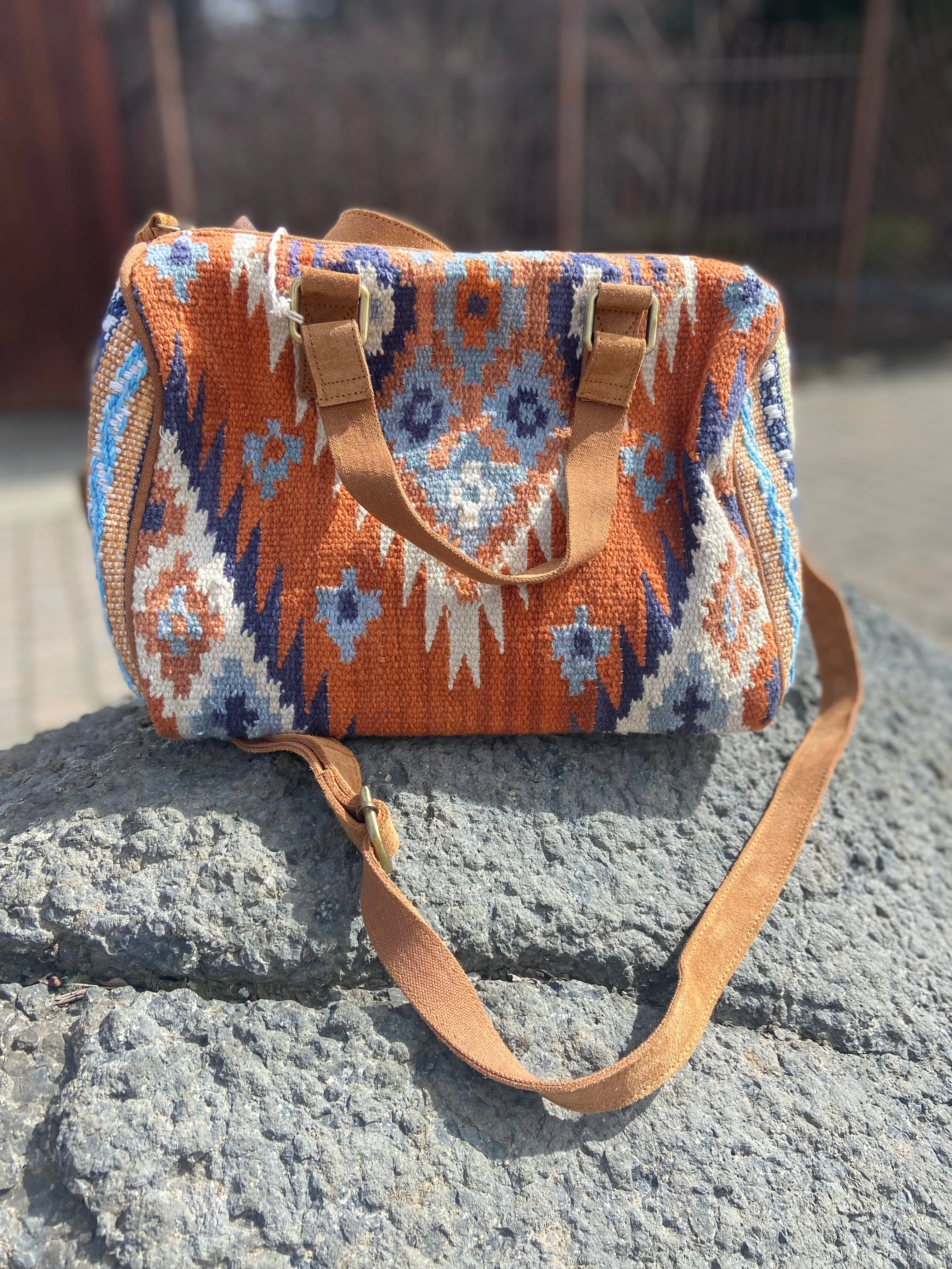 Rustic Boston Bag in Weathered Leather