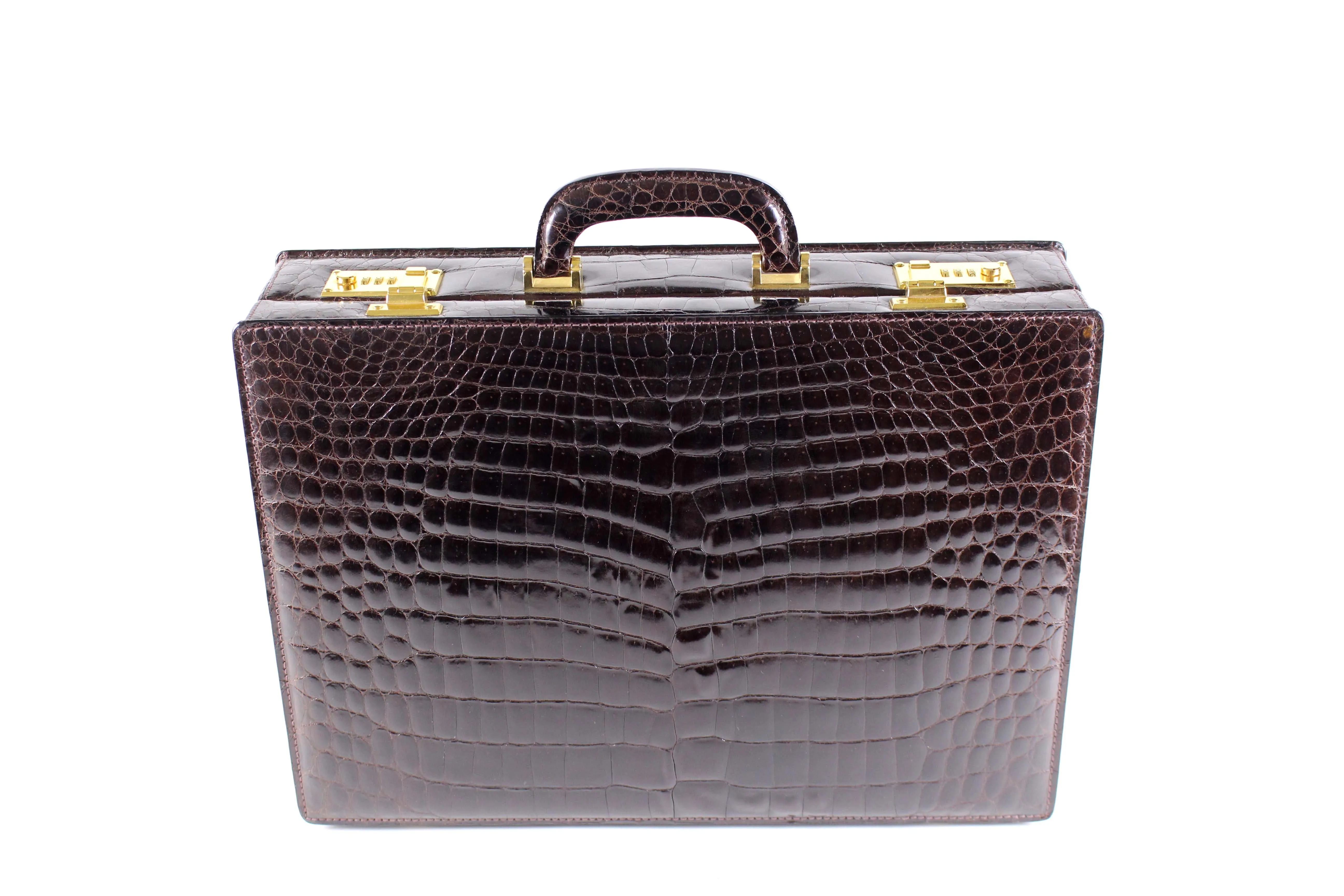 SCILPRA brown crocodile skin briefcase