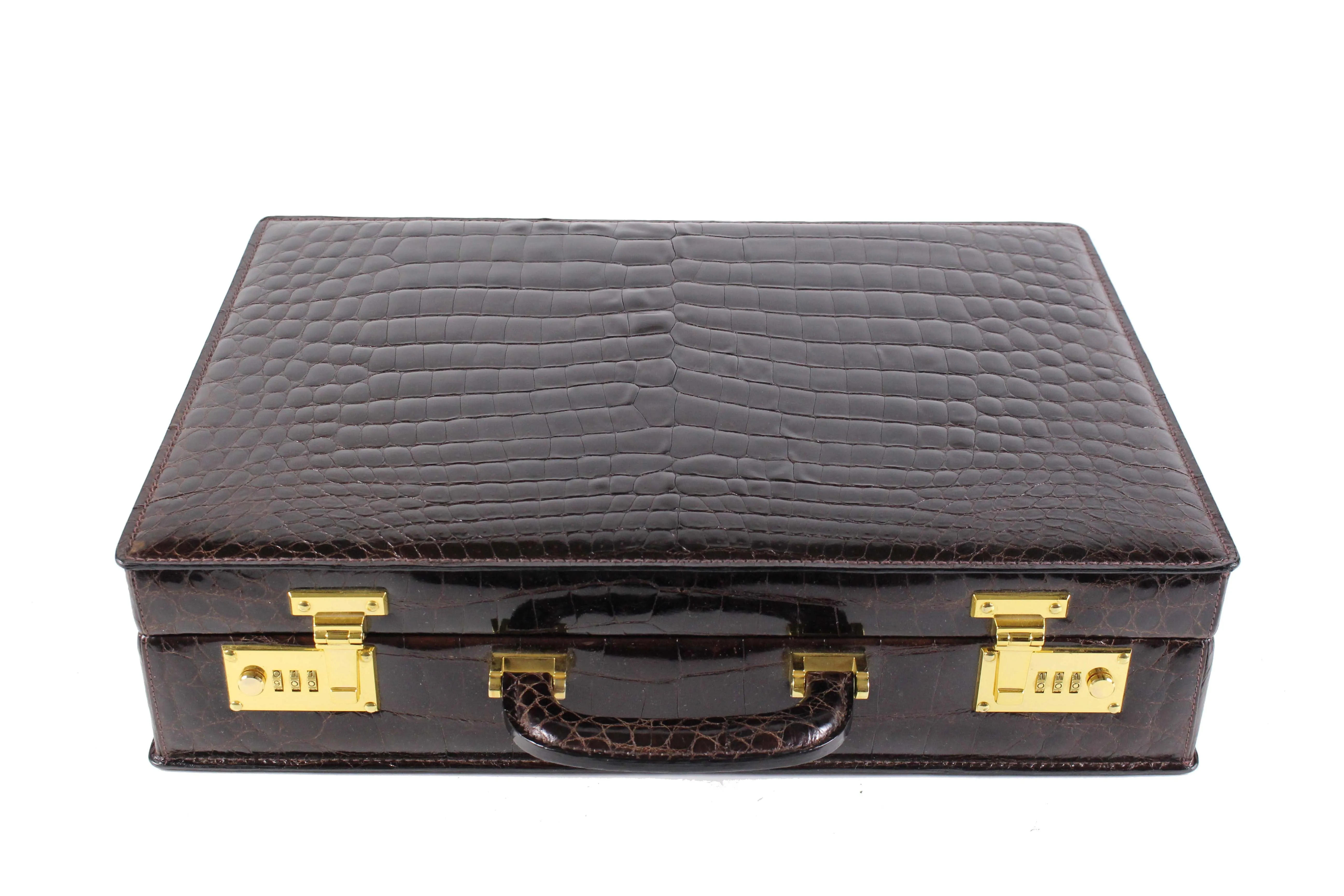 SCILPRA brown crocodile skin briefcase